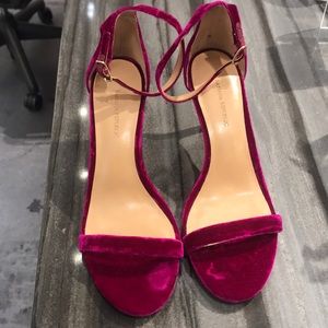 Velvet heeled open toe shoes